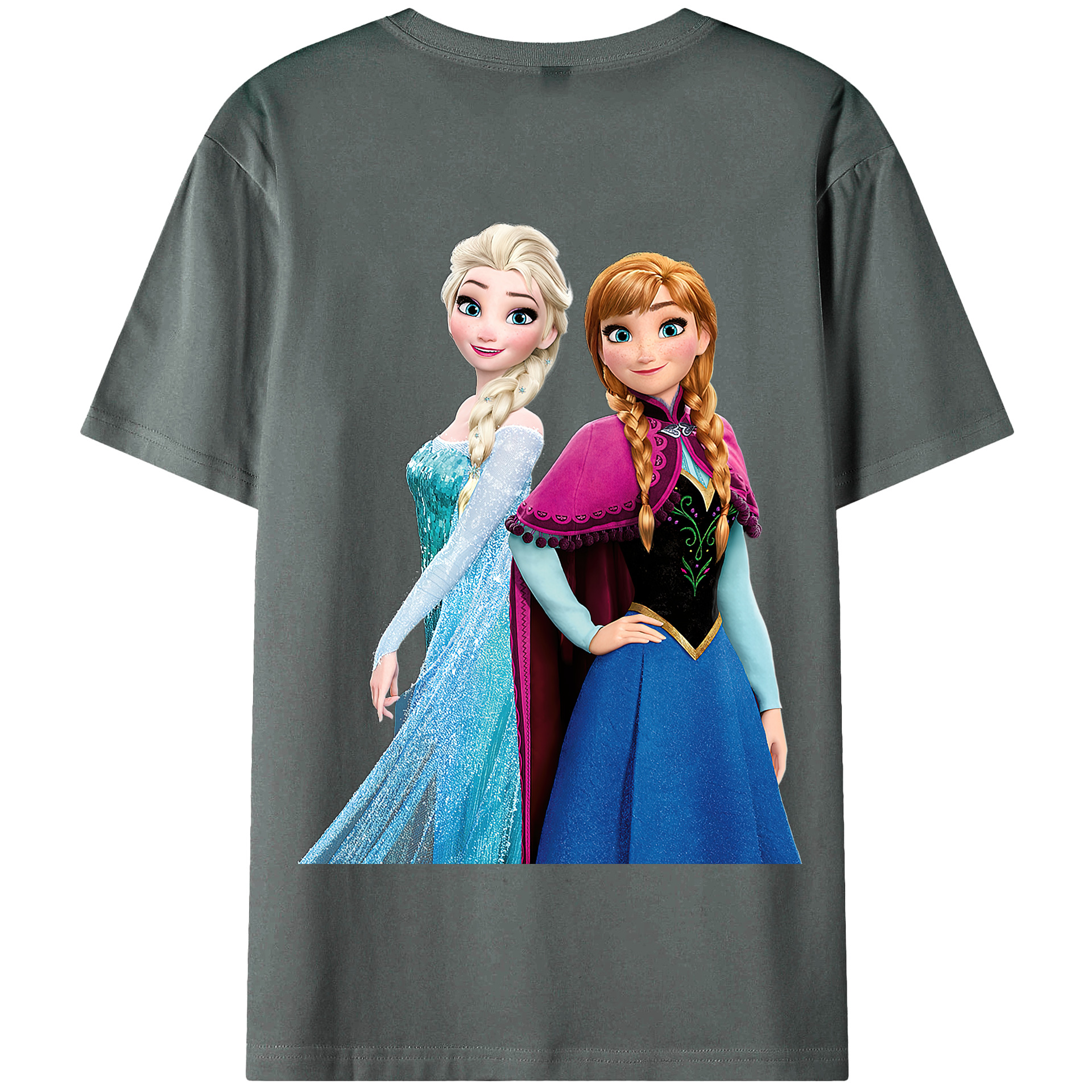 （画像用） アナと雪の女王 アンナ エルサ Frozen Anna Elsa 綿100％半袖Tシャツ（背面プリント）